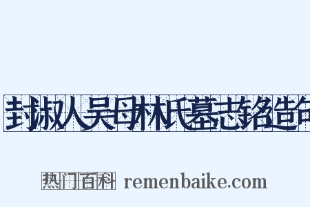 封淑人吴母林氏墓志铭造句是什么意思的图片